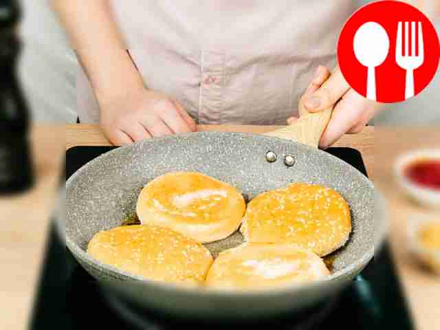 Fry the buns on the inside in a frying pan for...