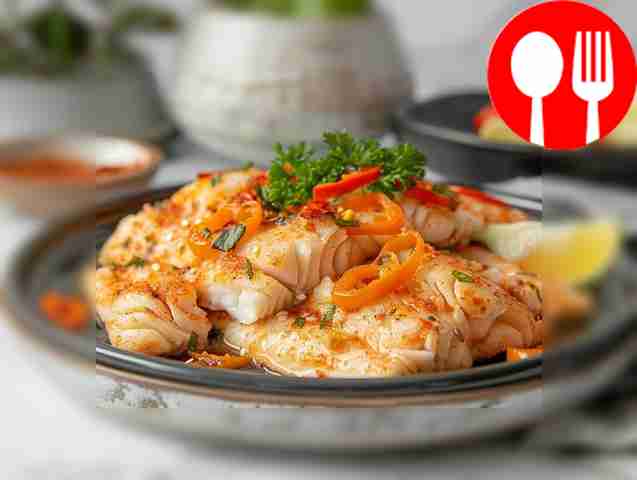 Juicy tilapia fillet baked in foil with herbs