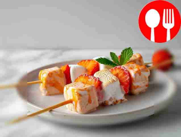 Marshmallow and strawberry skewers