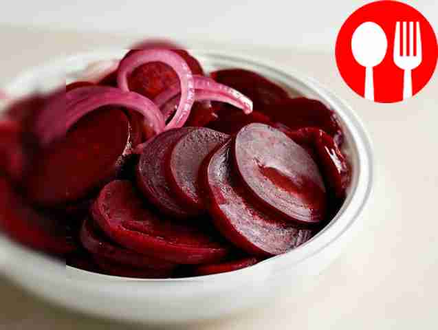 Quick pickled beets with onions