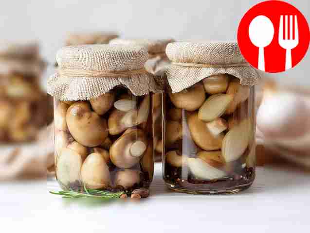 Delicious marinated boletus with onions