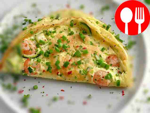 Омлет с кабачком и креветками