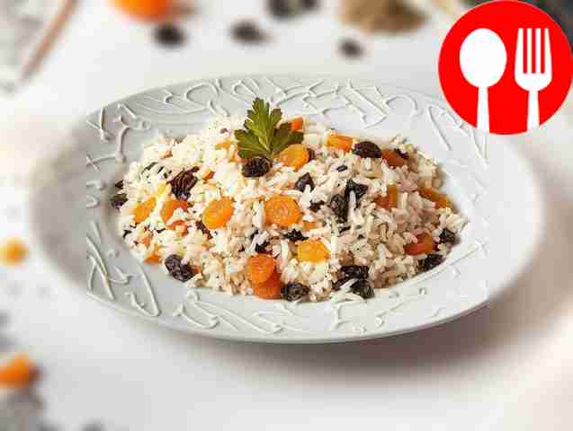 Rice kutia with dried apricots and raisins