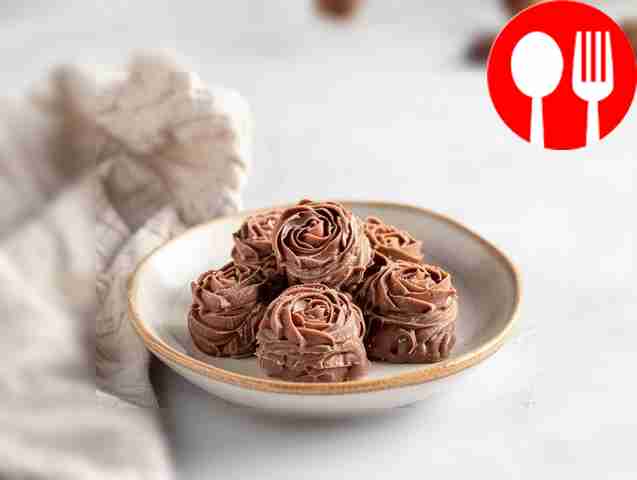 Beautiful rose made of chocolate mastic