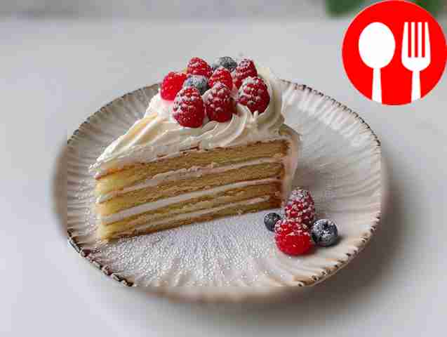 Airy curd cake with custard