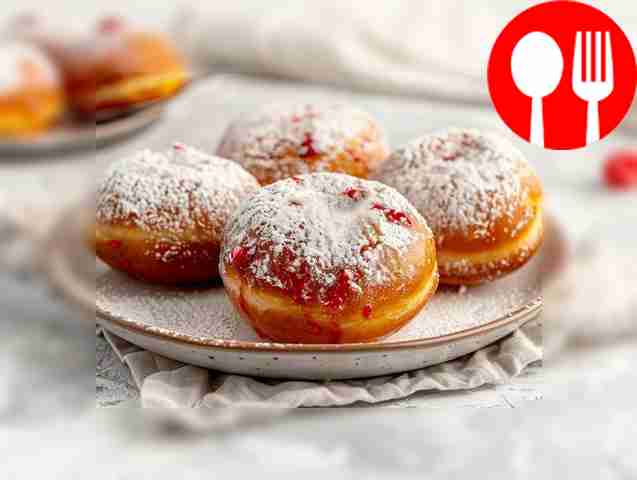 Пышные пончики с малиной