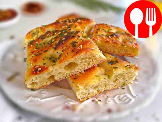 Italian style focaccia with garlic and rosemary