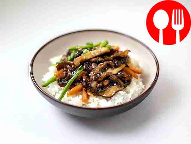 Shiitake with vegetables and rice