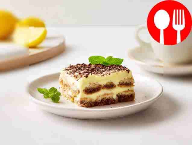 Tiramisu with lemon syrup
