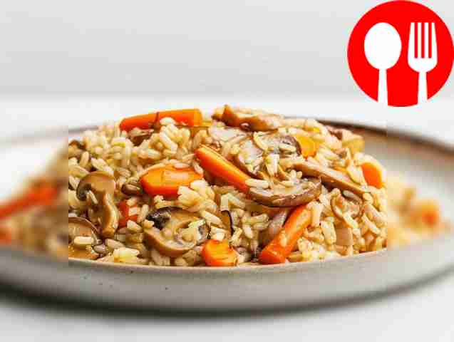 Hearty rice with shiitake mushrooms