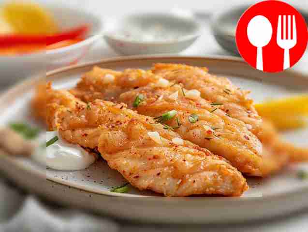 Fried pike with garlic