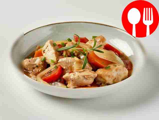 Tender chicken stew with vegetables