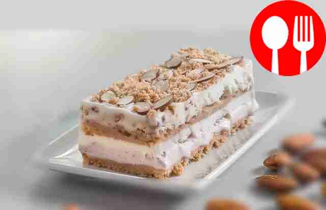 Delicate almond ice cream cake