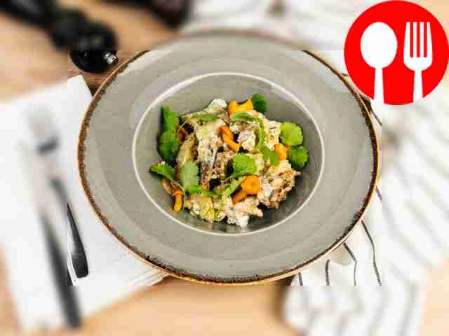Transfer the salad to a serving plate,...