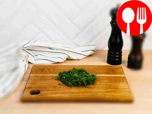 Finely chop most of the greens.