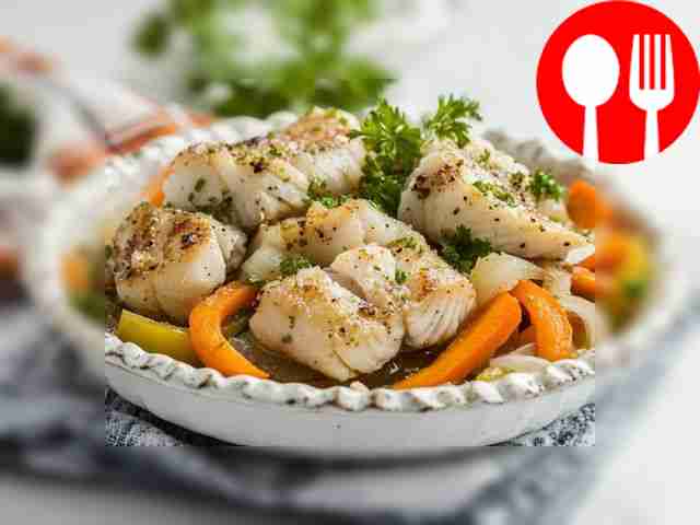 Pike with vegetables in the microwave