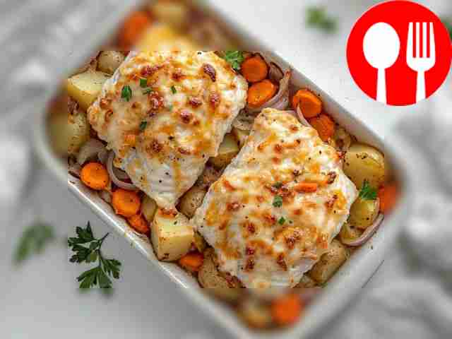 Festive pike with potatoes in the oven