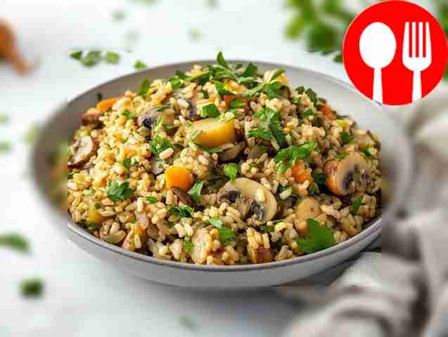 Bulgur with turnips and mushrooms