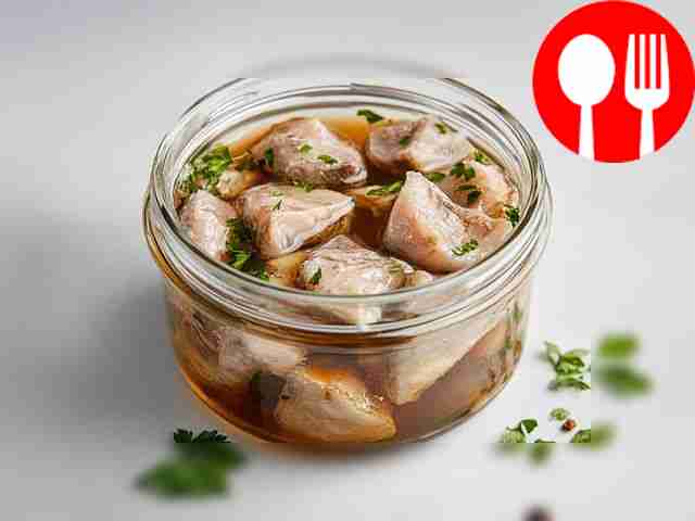 Canned herring in a pressure cooker