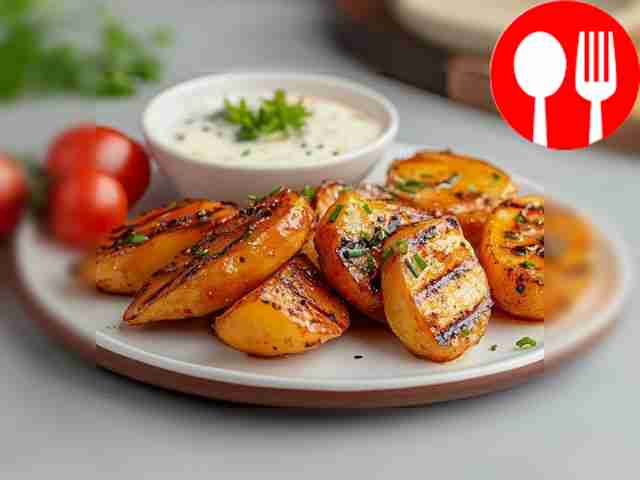 Grilled turnips with sour cream and garlic sauce