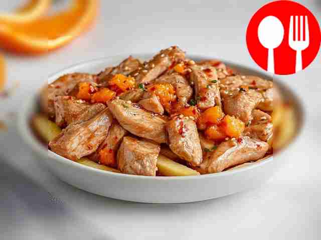 Крольчатина с репой под сладким соусом из хурмы и апельсина