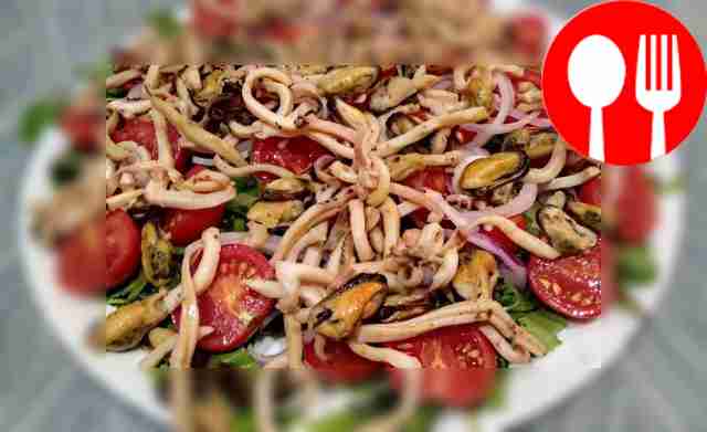 Assemble the salad. Place all vegetables and...