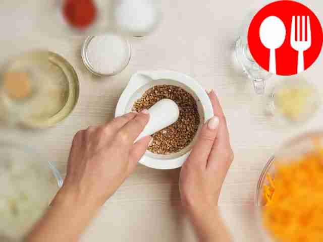 Prepare the coriander. Heat a dry frying pan...