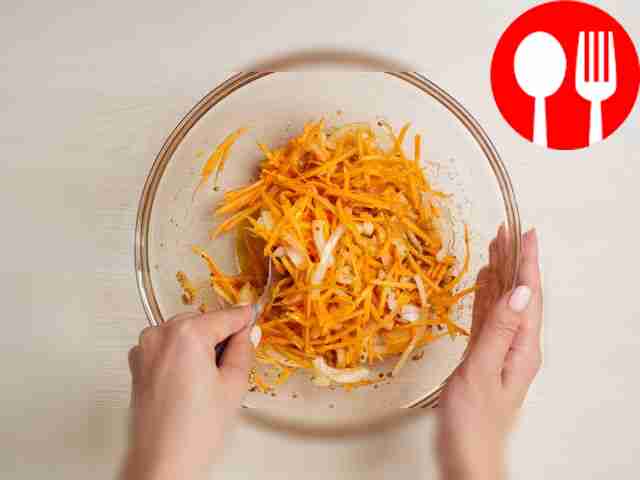 Pickle the carrots. Place half the carrots and...