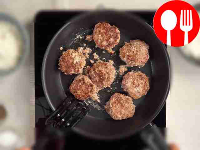 Fry the meatballs. Form round balls from the...