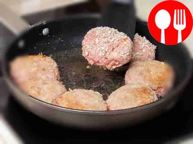 Make the balls and fry them. Form round balls...