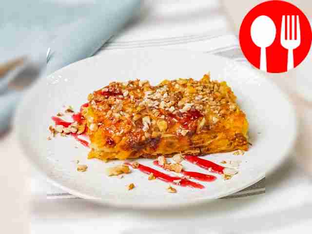 Лазанья с грецким орехом и тыквой