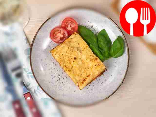 Serve lasagna with chopped vegetables. You can...