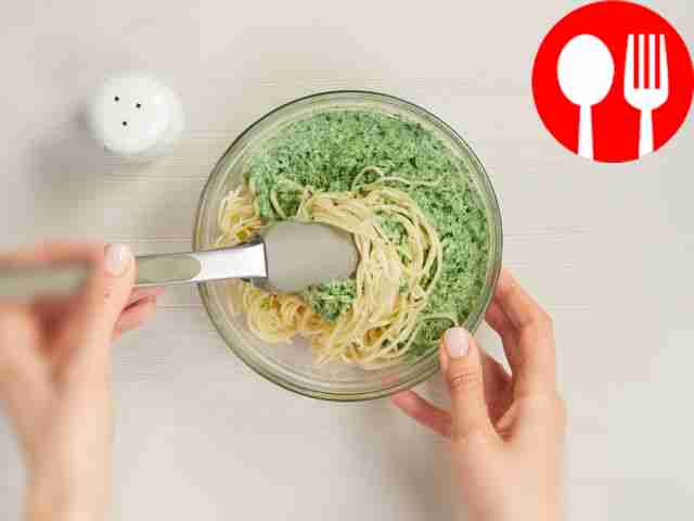 Combine spaghetti with sauce. Place spaghetti...