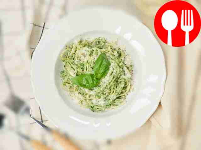 Serve spaghetti with spinach on wide serving...