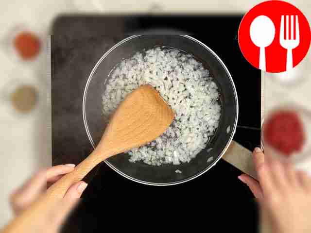 Fry the onions. Heat the vegetable oil in a...