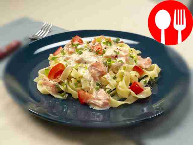 Tagliatelle pasta with fish