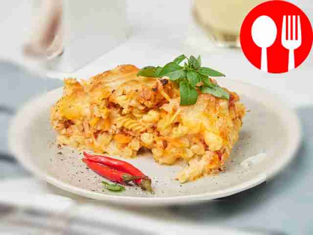 Лазанья с макаронами и куриным фаршем