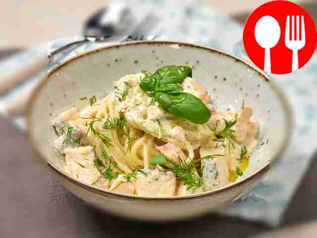 Нежные спагетти с семгой