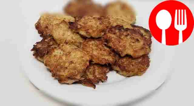 Appetizing pancakes with cheese and garlic