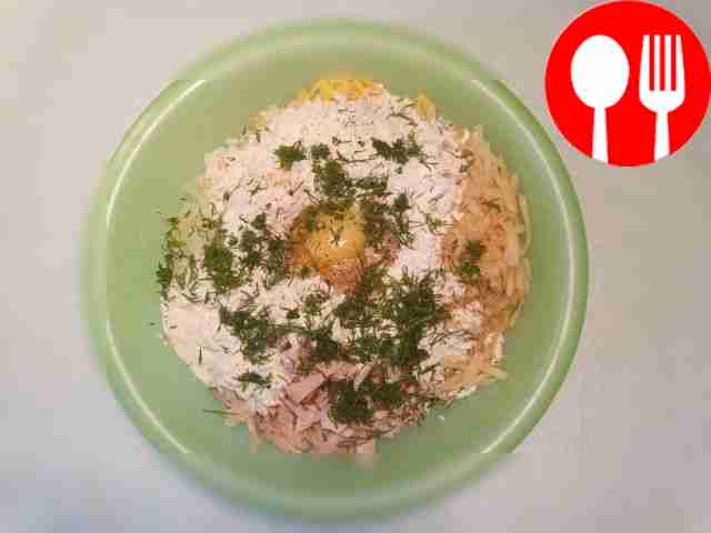 Grate the cheese, onion and potatoes on a fine...