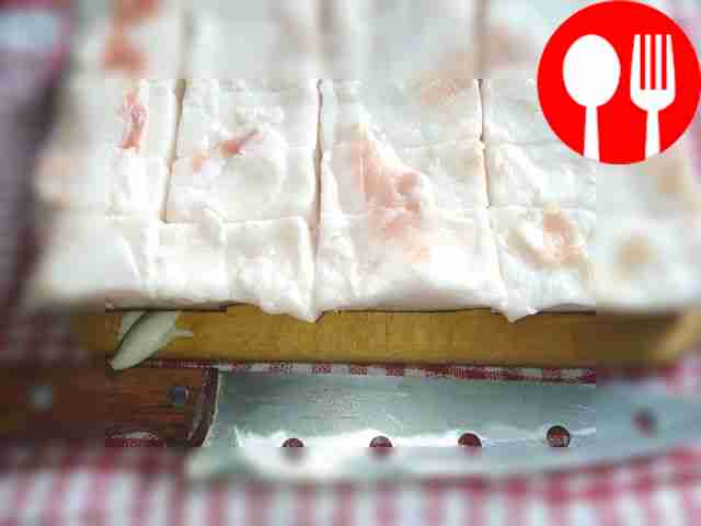 Make transverse cuts in each piece of lard,...