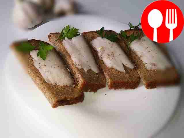 Cut the lard into slices, serve with black...