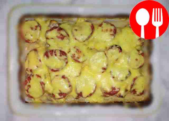 Delicious pork with cheese