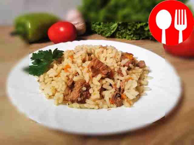 Hearty pilaf with veal
