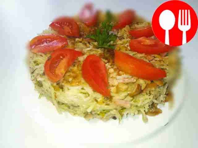 Delicate soufflé with macaroni