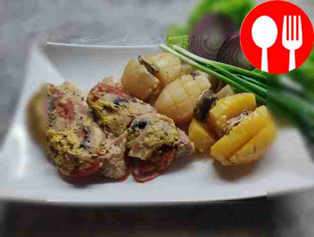 Delicious pork with mayonnaise