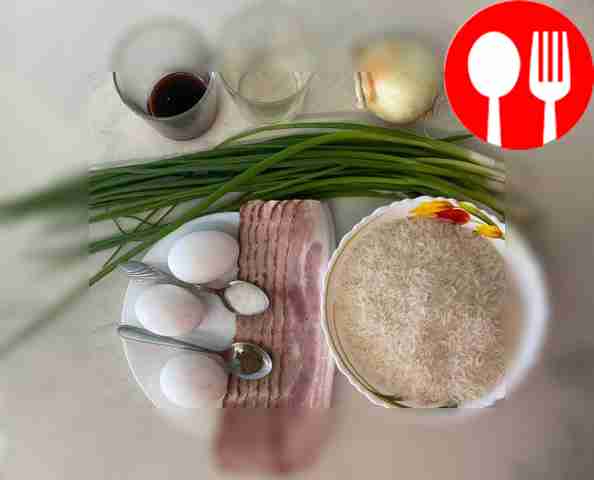 Peel the onion. Rinse the rice and soak in...