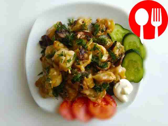 Quick dumplings with champignons