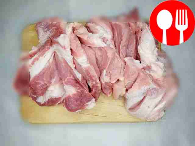Cut the prepared pork as follows: with a sharp...