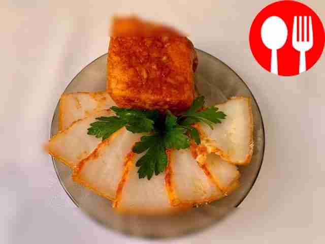 Homemade lard, salted with paprika and garlic